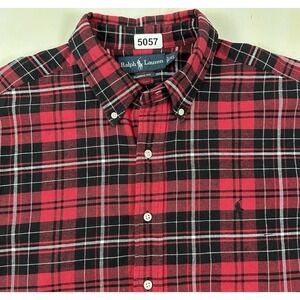 VTG Y2K Polo Ralph Lauren Buffalo‎ Plaid Flannel Shirt Men XL Red Rare Pony Logo